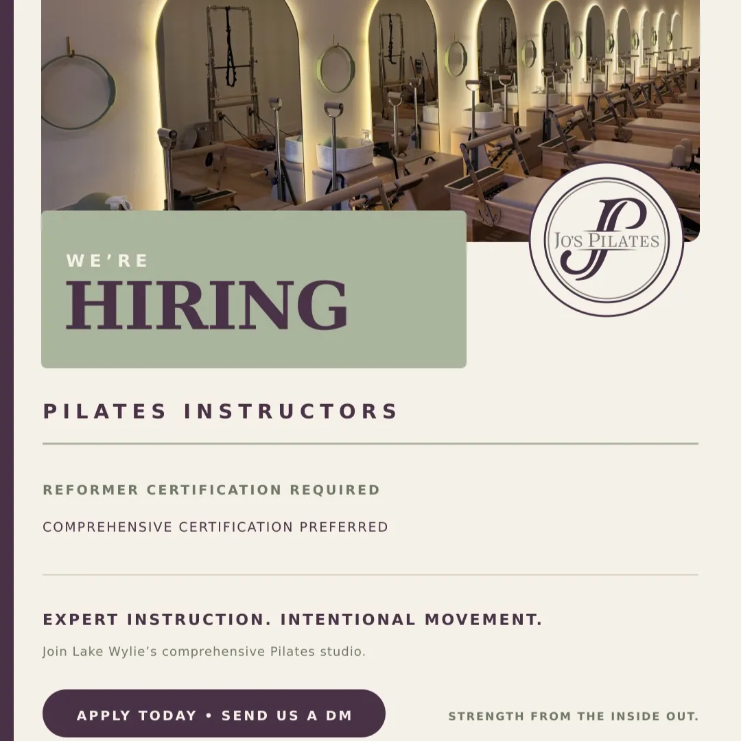 Jo's Pilates Instagram post: We’re looking for talented, people-first Pilates instructors to join Jo’s Pilates.
Our most important requirement? You