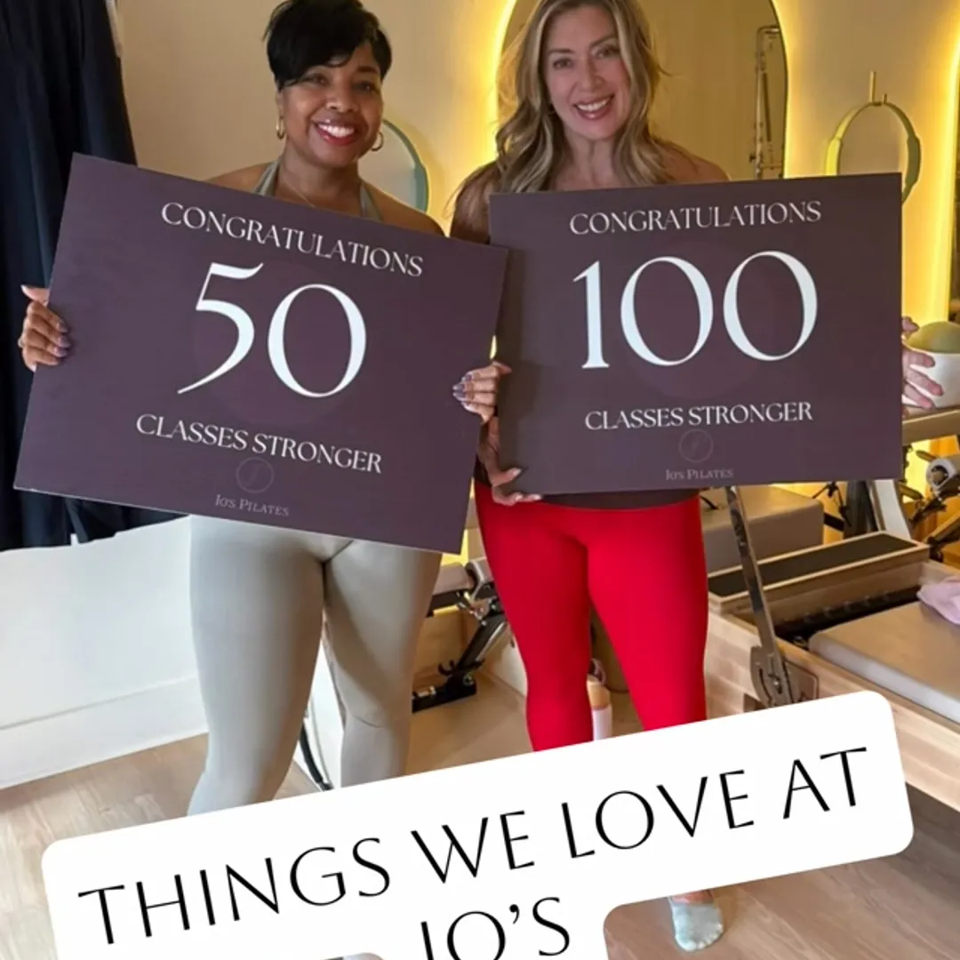 Jo's Pilates Instagram post: Things we love at Jo’s… 🤍
Celebrating YOU and every milestone along the way! ✨ Stronger together, one class at a time.